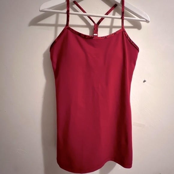 lululemon athletica Tops - Lululemon Yoga Power Y Tank Top Deep Red Size 8 Built-In Bra Activewear EUC